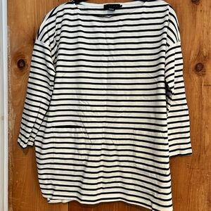 Hatch Navy and White Striped Long Sleeve Maternity Top